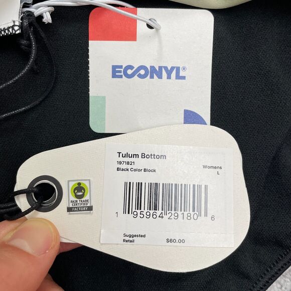 Prana Tulum Black Color Block Bikini Bottom Womens Large Multi Swimwear NWT New - Picture 6 of 10